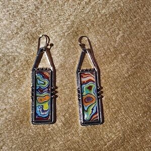 #11- Multicolor Abstract Rectangular Earrings